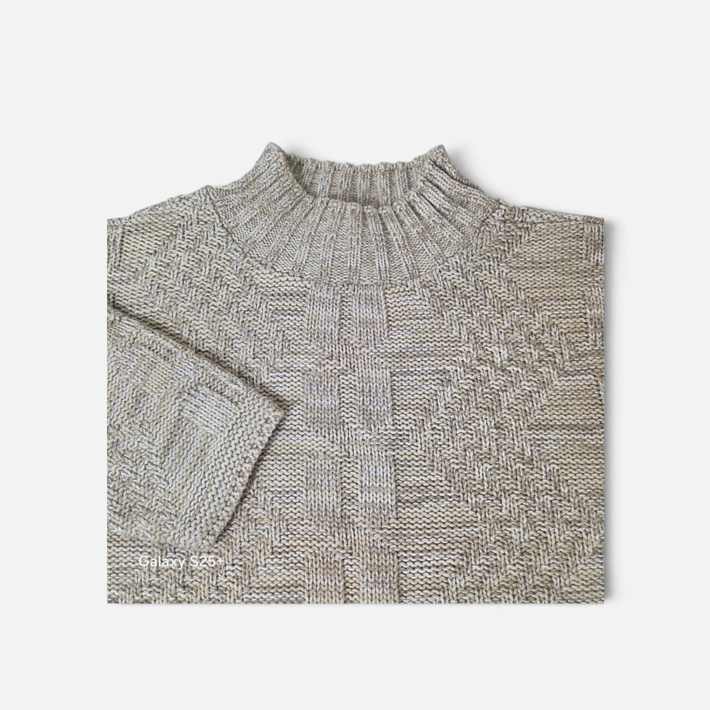 Bobbie Brooks Tan Marl Textured Knit Mock Neck Sweater BB247 Large